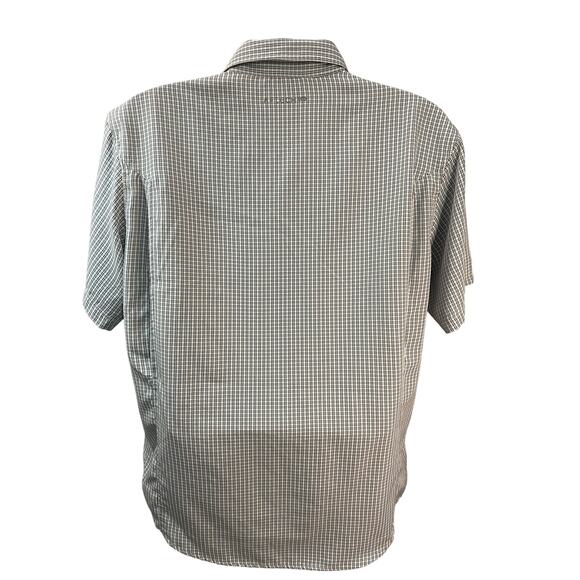 AFTCO Shirt Size L Light Checkered Short Sleeve Button-Up Coastal Utility Style - Picture 2 of 11